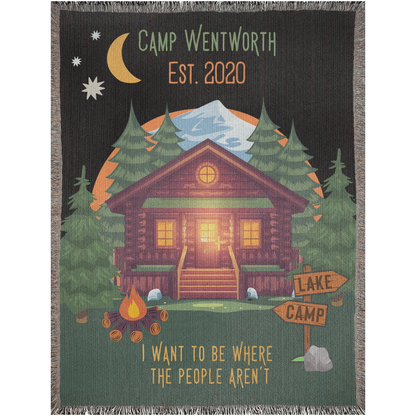 Personalized Cabin Living Woven Blanket
