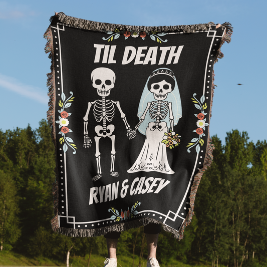 Personalized Skeleton Lovers Til Death Blanket