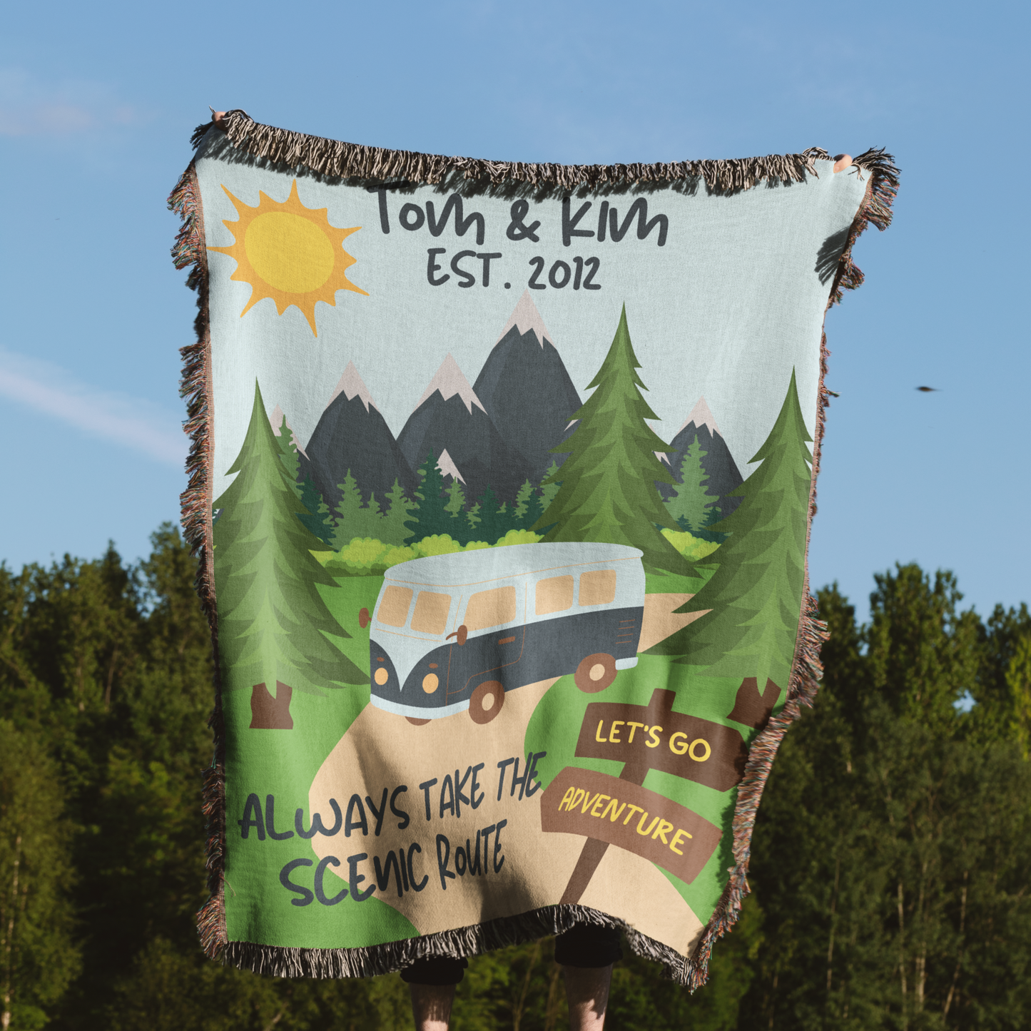 Personalized Road Trippin Woven Blanket