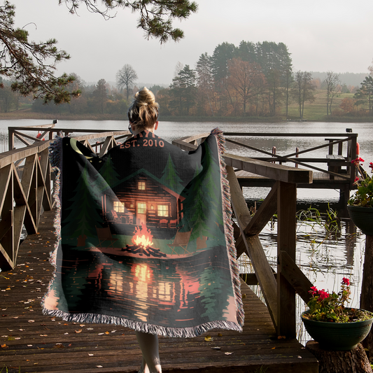 Personalized Cabin Nights Woven Blanket